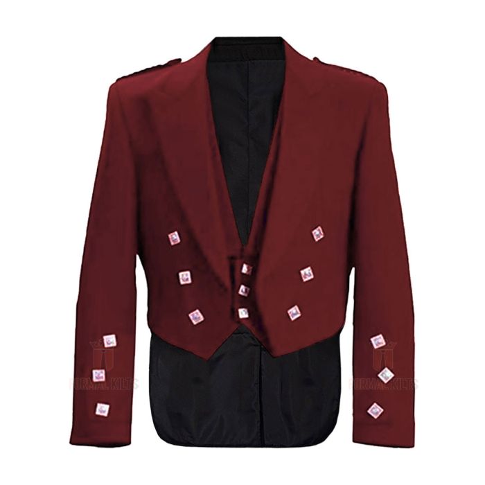 maroon prince charlie jacket and waistcoat