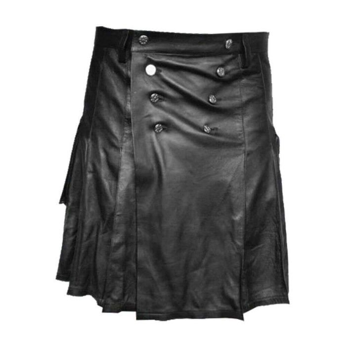 ample pleated leather kilt
