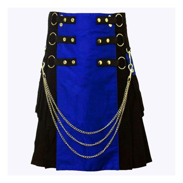 black and blue fashion hybrid utility kilt