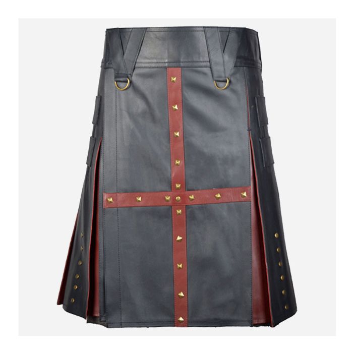 black and brown leather kilt