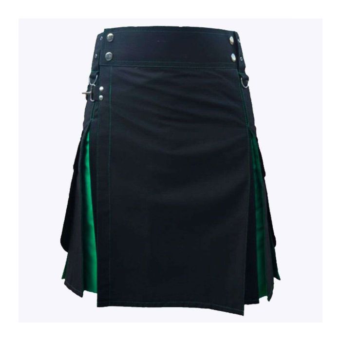 black and green hybrid utility kilt