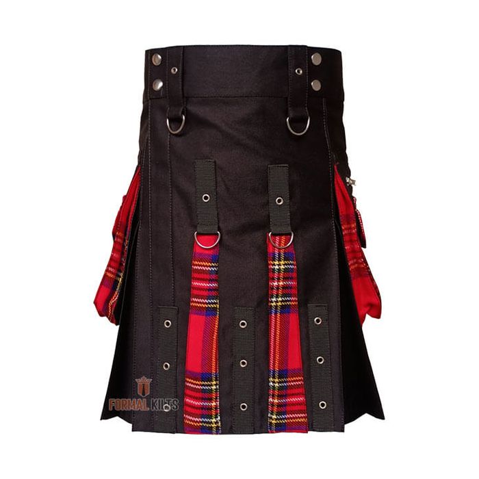 Black Box Plaited Utility Fashion Kilt For Men