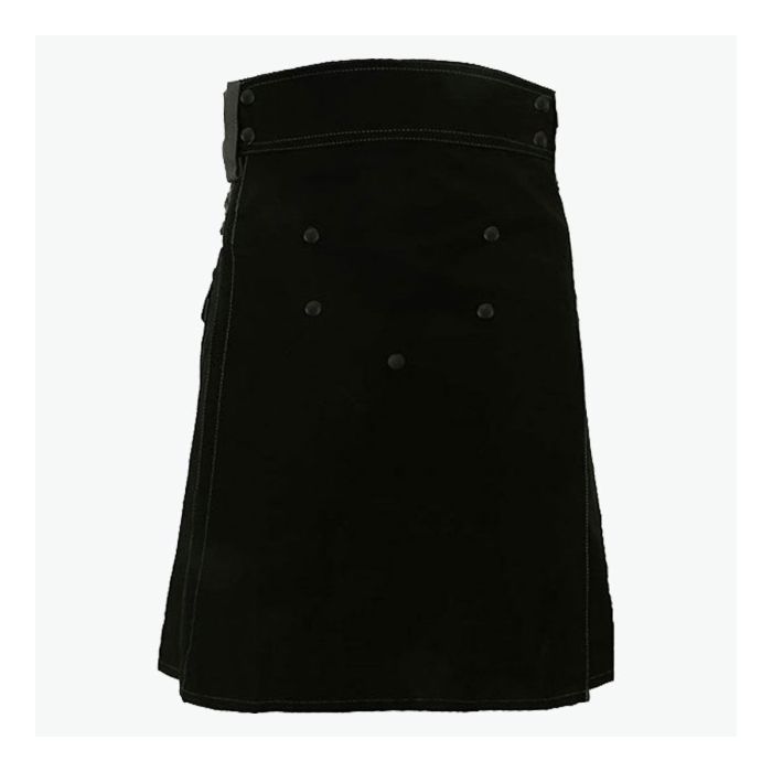 black deluxe modern kilt and gray straps style with gray cargo pockets