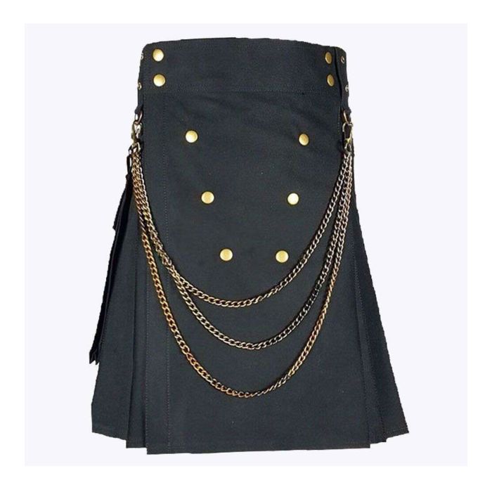 scottish black fashion utility kilt