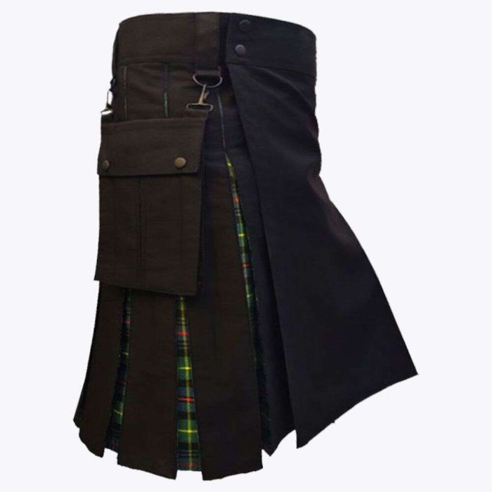 tartan black hybrid utility kilt
