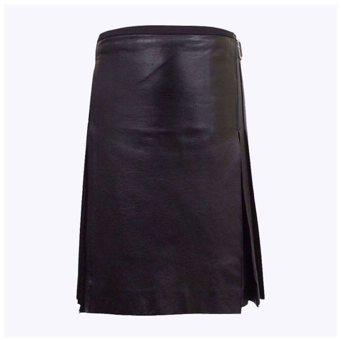 new stylish black scottish leather kilt