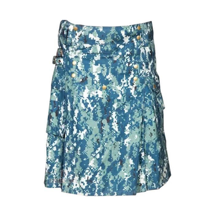 Blue Digital Camo Tactical Kilt Front