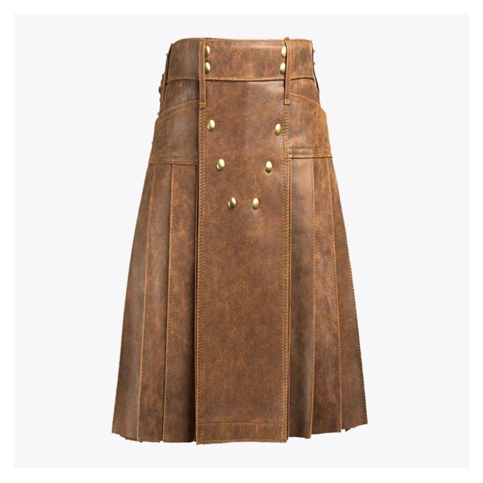 brown leather premium utility kilt