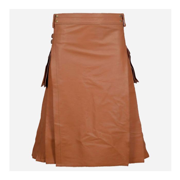 premium quality brown leather kilt