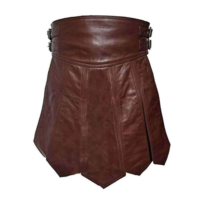 mens brown roman leather kilt