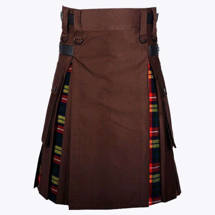 buchanan tartan brown hybrid utility kilt