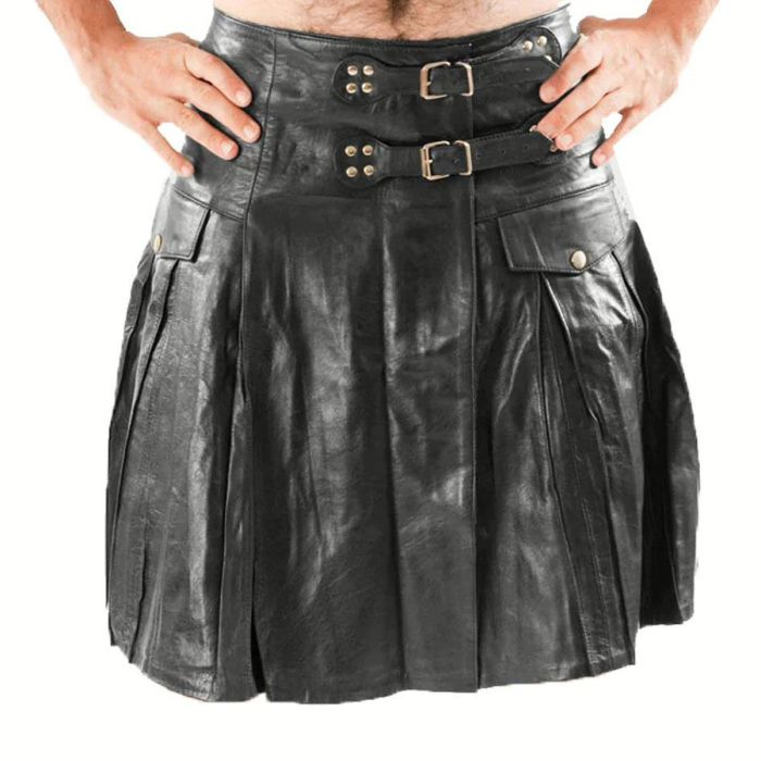 buy classic pleated leather kilt