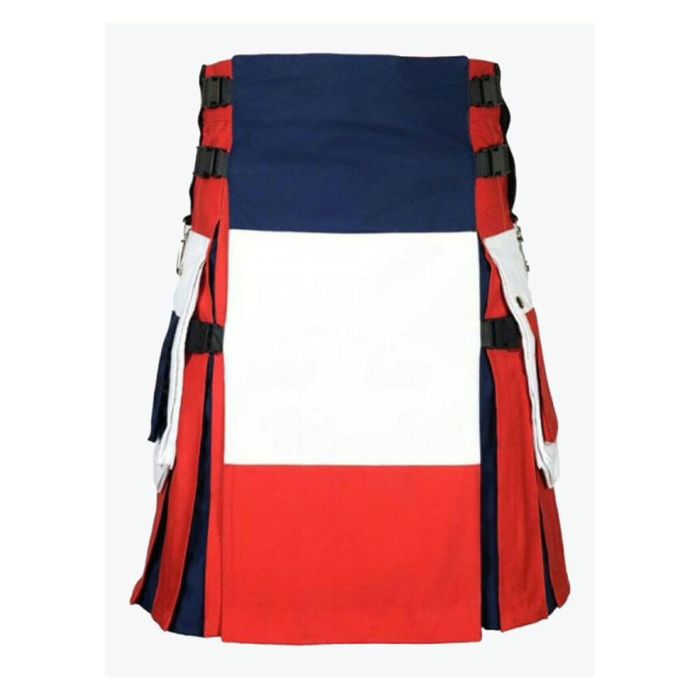 cotton utility kilt french flag kilt