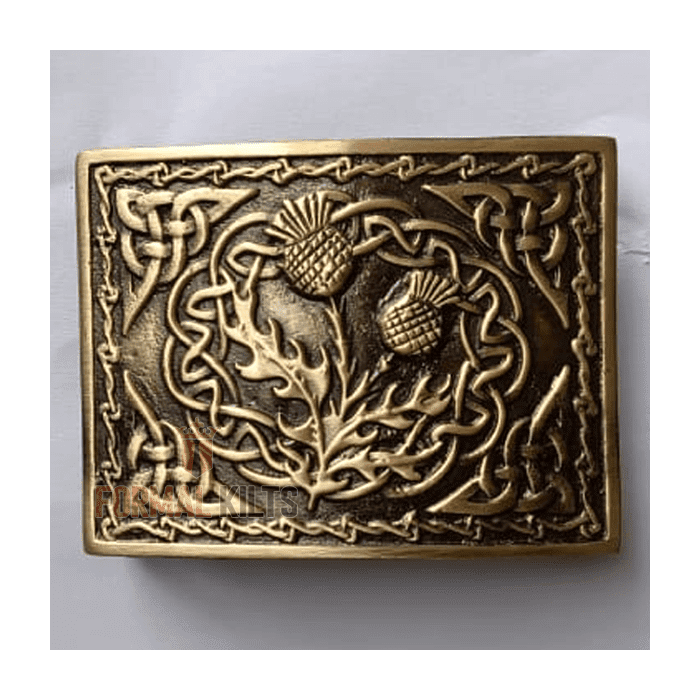 Double Thistle Kilt Belt Buckle