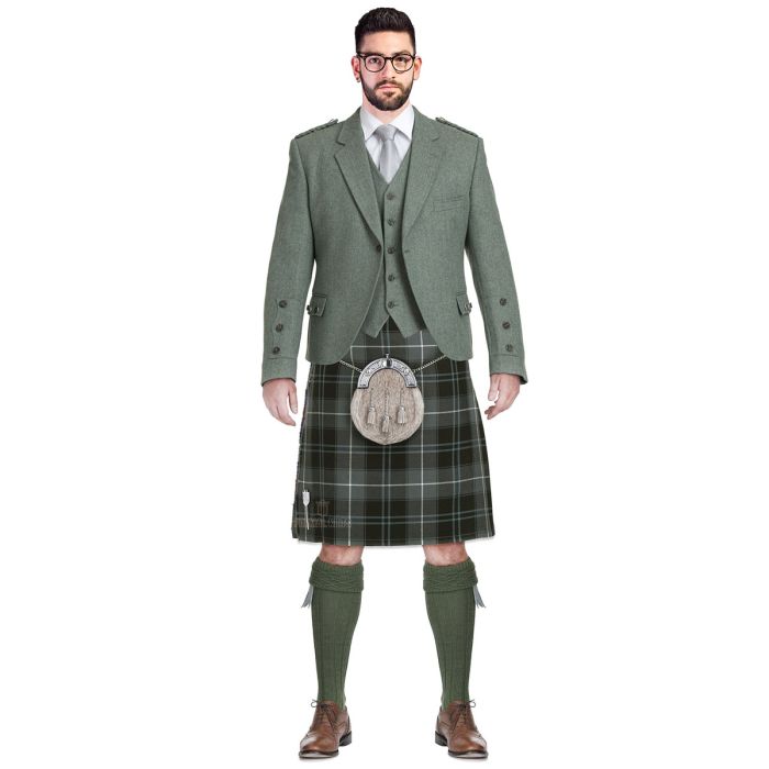 lovat green jacket argyle kilt outfit