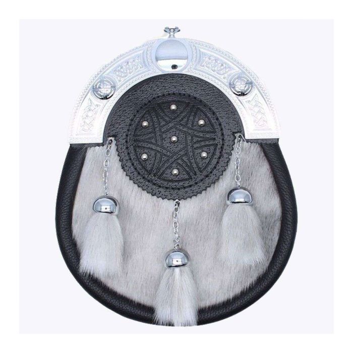 full dress sporran light grey sealskin with free chain belt