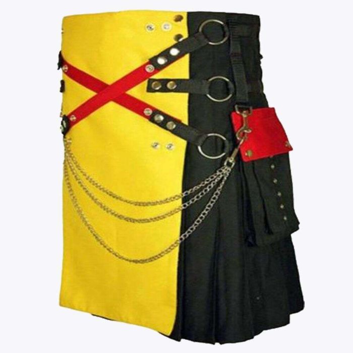 black fashion gothic utility kilt
