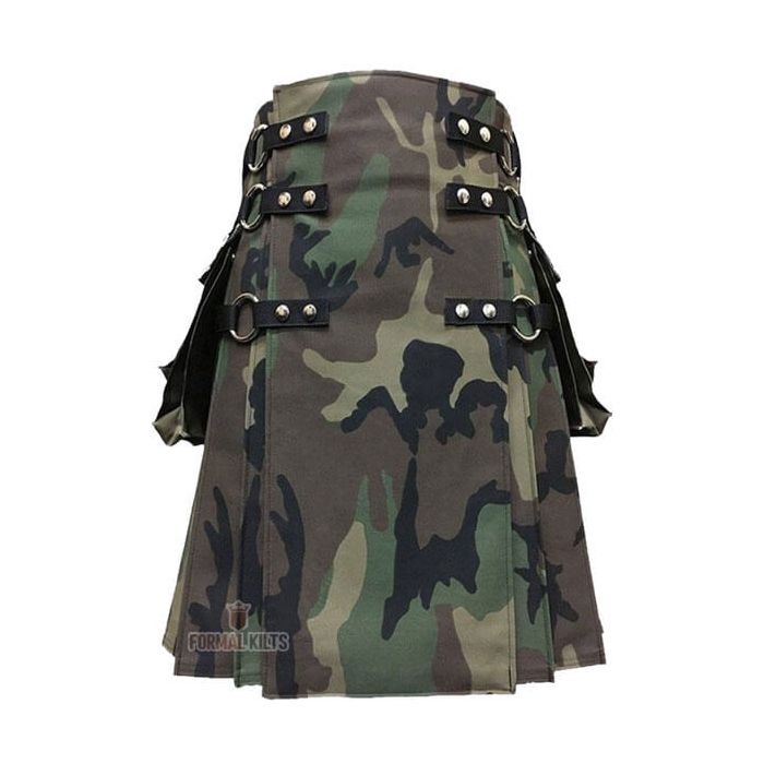 Gothic Woodland Camouflage Kilt Front