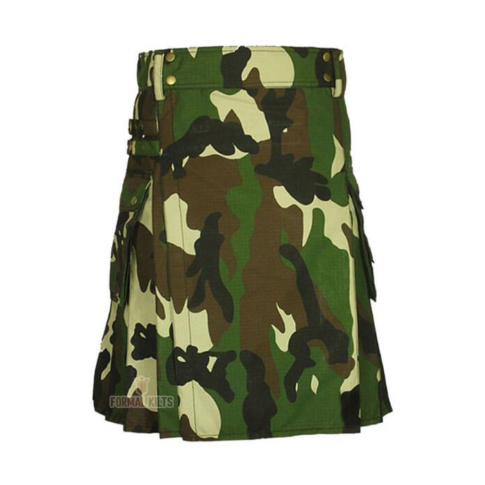 Green Camouflage Utility kilt Front
