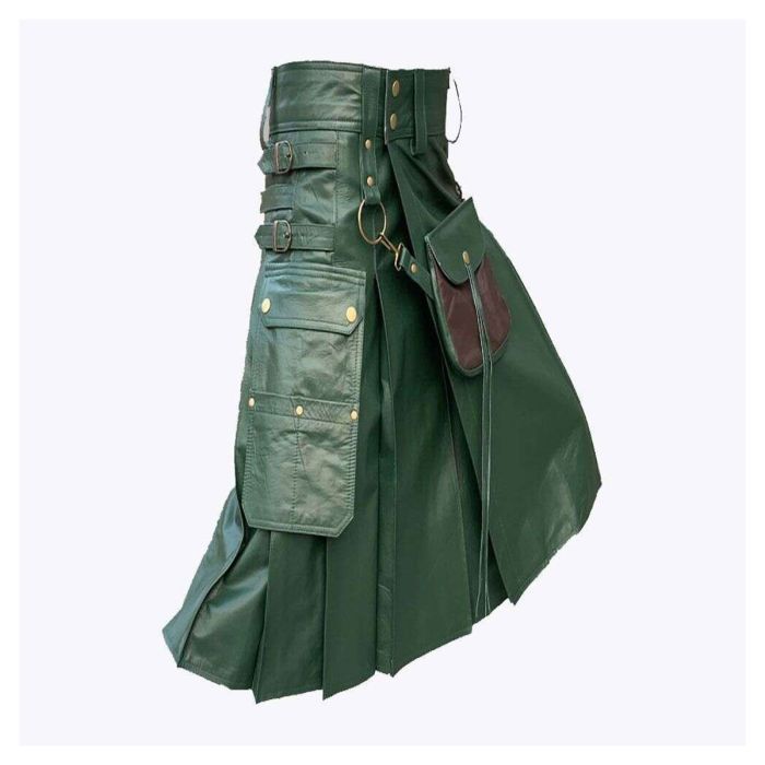 scottish green leather kilt
