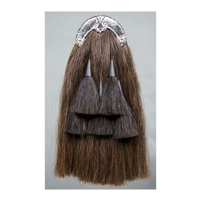 horse hair piper sporran with 5 black tassels