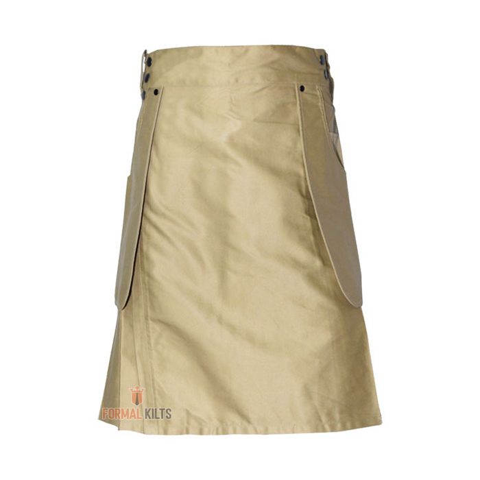 Khaki Heavy Duty Cargo Utility Kilt Front
