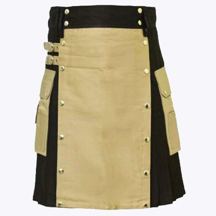 khaki modern utility kilt