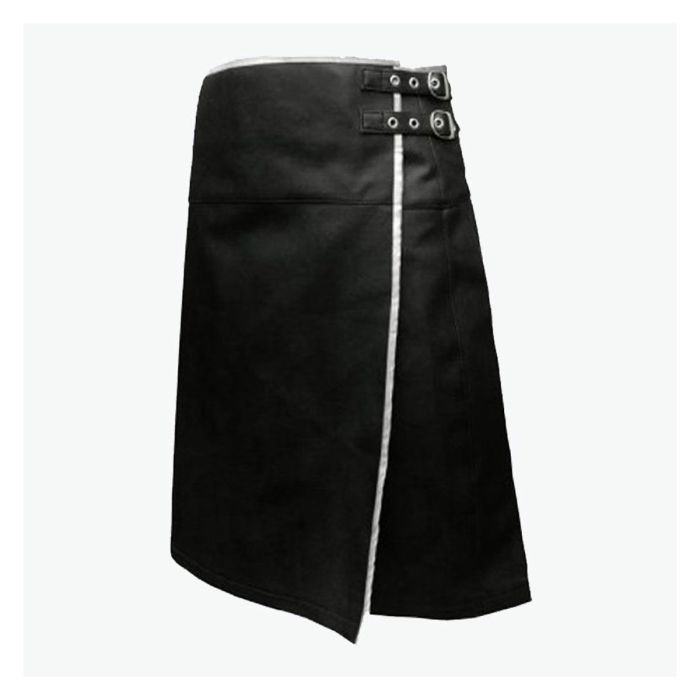 modern leather kilt with white trim