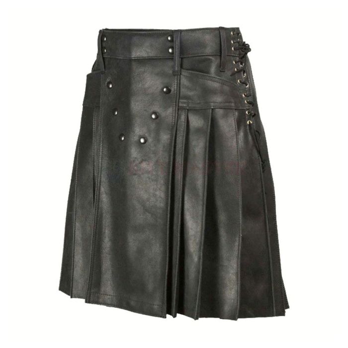 stylish leather pleated fashion kilt