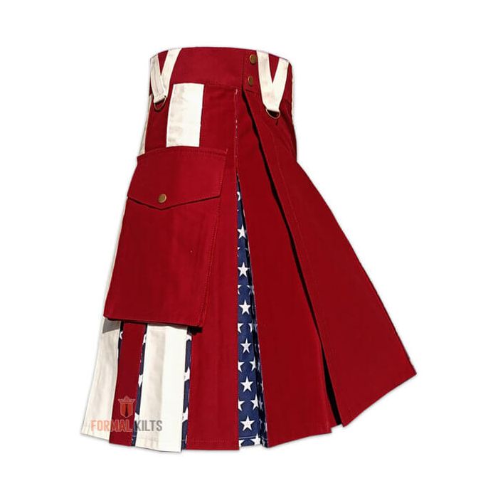 Maroon American Flag Hybrid Utility Kilt