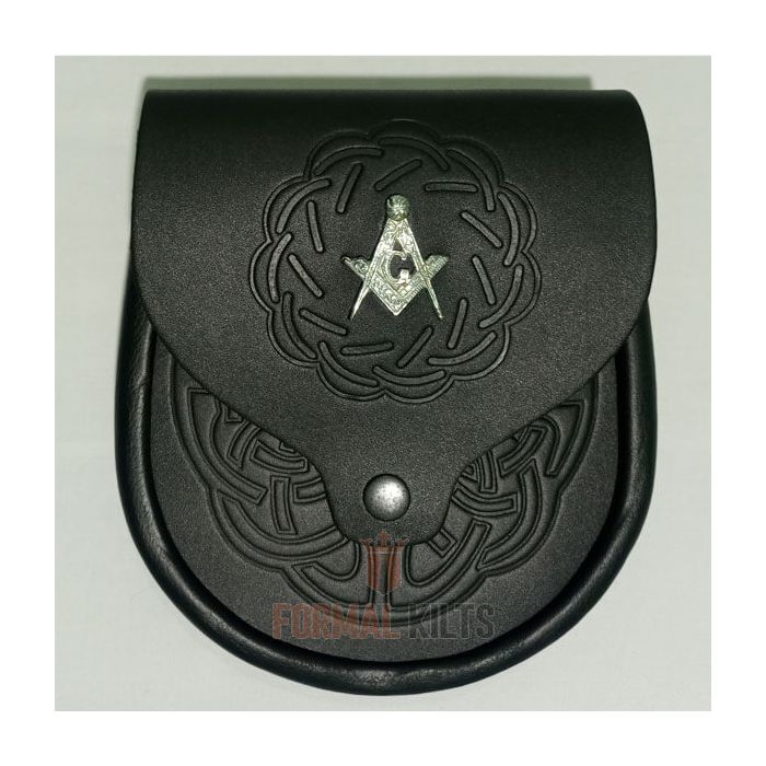 masonic embossed black kilt sporran