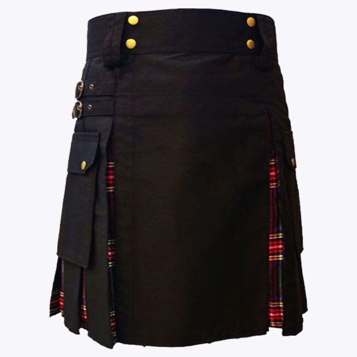 black stewart hybrid tartan kilt