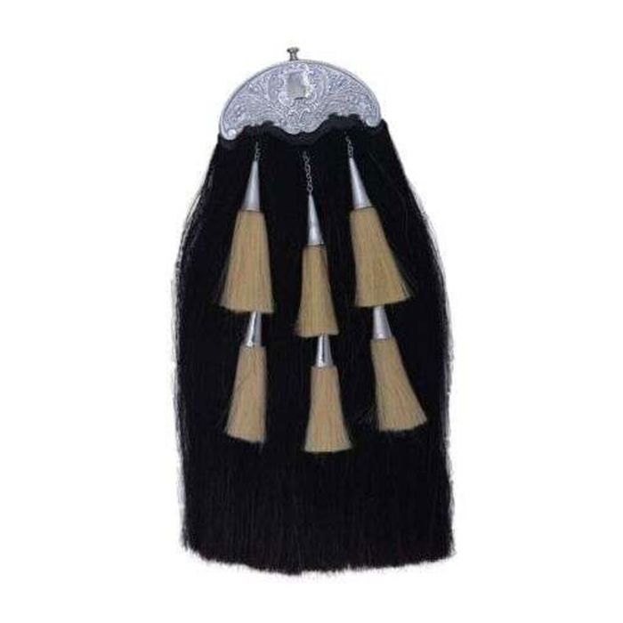 men scottish horse hair sporran with 6 tassels