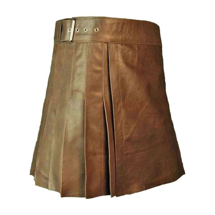 Real brown leather kilt