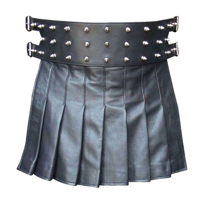 premium quality mini studded leather kilt