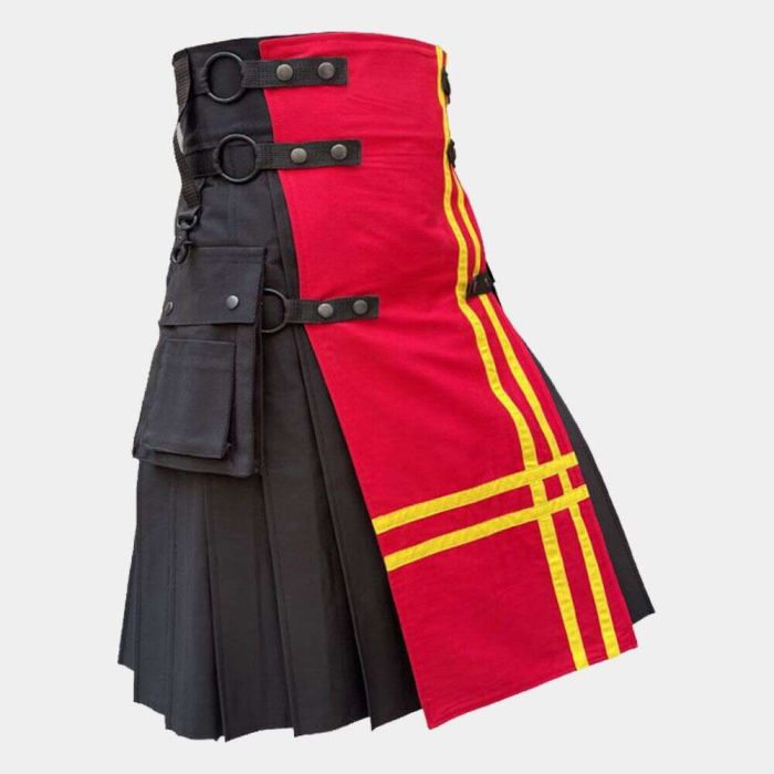 black and red modern utility kilt