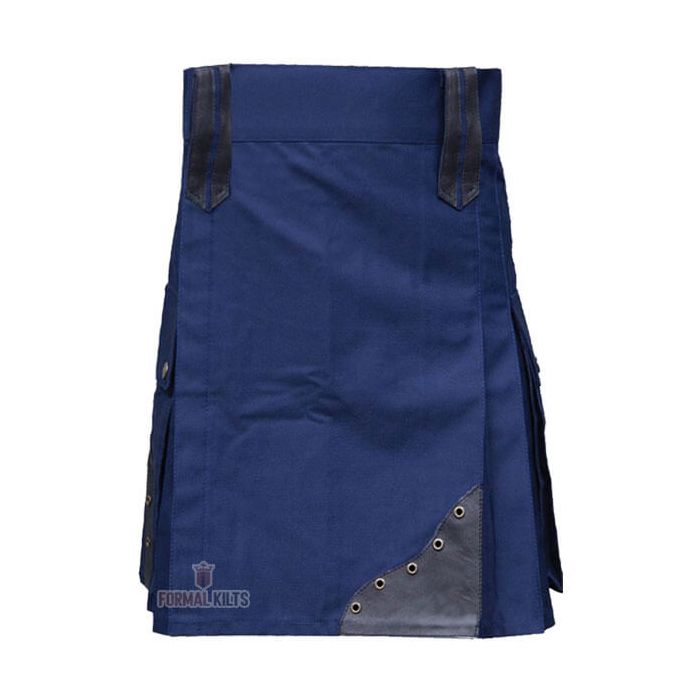 Modern Navy Blue Utility Kilt Front