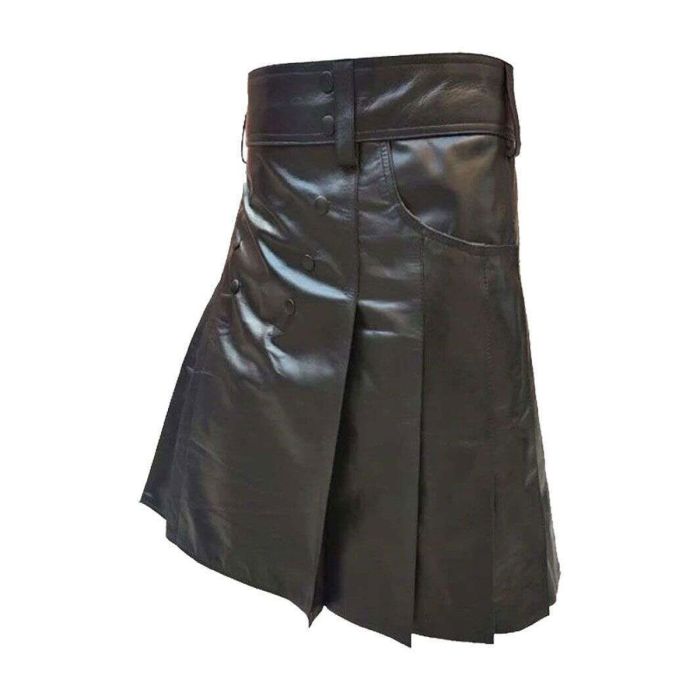 new stylish black leather kilt