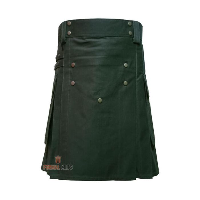 Olive Green Cotton Utility Kilt