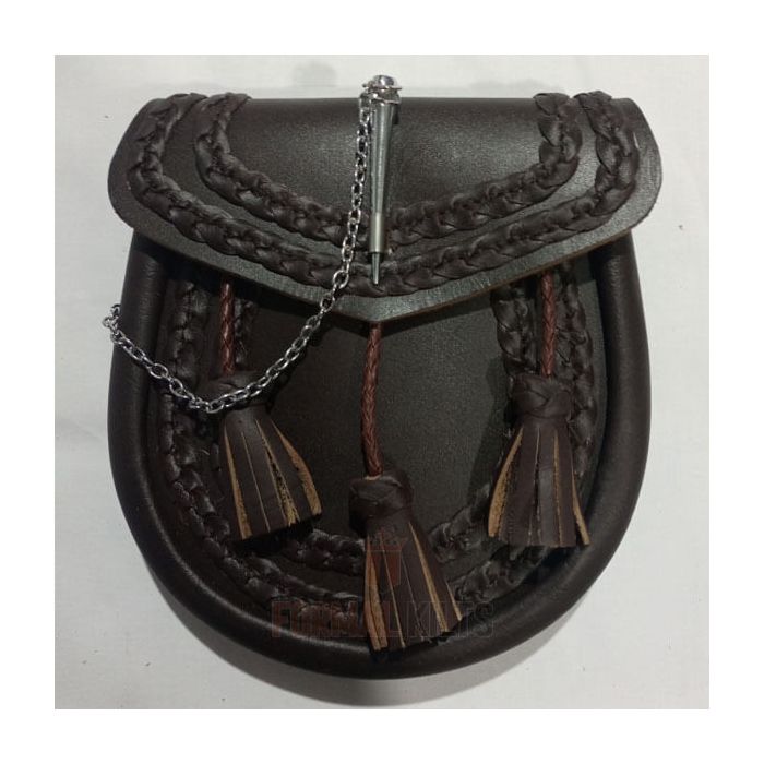 Pin Lock Brown Kilt Sporran Front