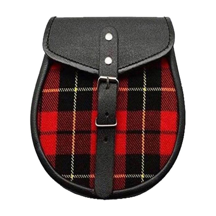 red and black plaid scottish sporran with chain belt