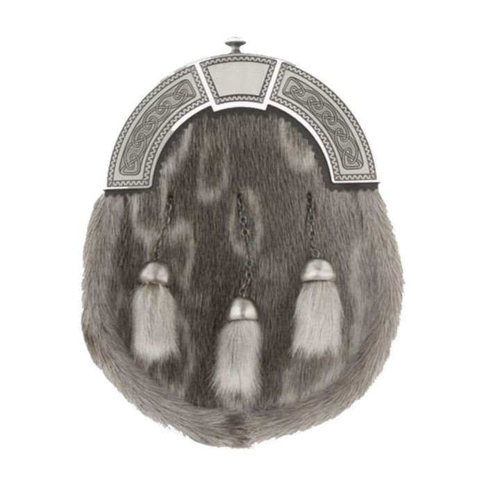 sealskin sporran with antique celtic knot design cantle