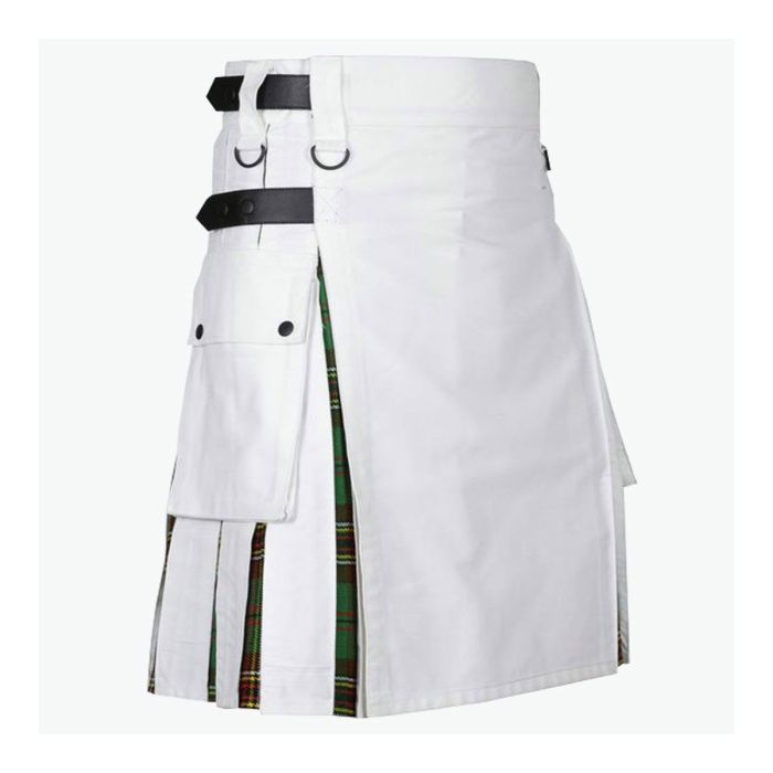 tara murphy tartan and white cotton hybrid utility kilt