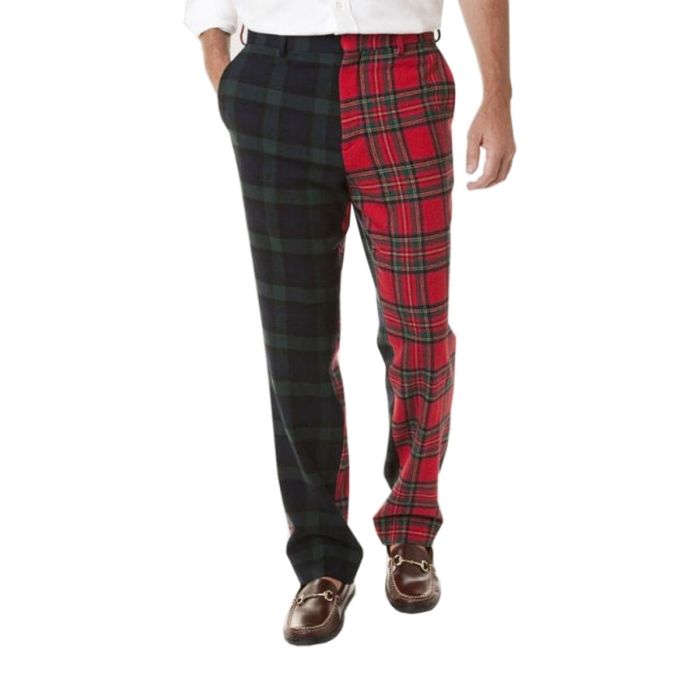 two tone tartan pant for men
