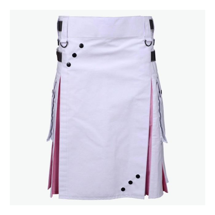 white and pink hybrid utility kilt