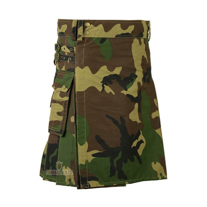 Woodland Camouflage Army Tectical Kilt Front