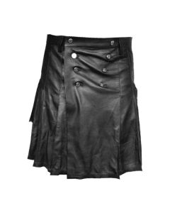 Ample Pleated Leather Kilt For Men