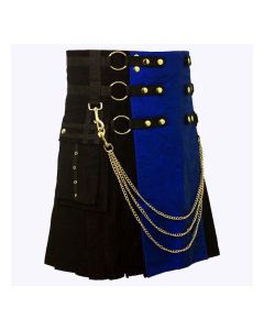 Black And Blue Fashion Hybrid Utility Kilt