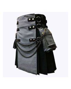 Black And Grey with Chains Hybrid Utility Kilt
