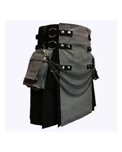 Black And Grey with Chains Hybrid Utility Kilt
